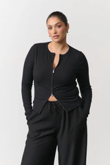 RAEF THE LABEL - MORGAN RIBBED LS TOP - BLACK