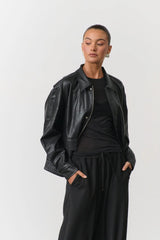 RAEF THE LABEL - FRANKIE VEGAN LEATHER JACKET - BLACK