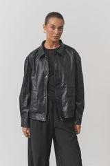 RAEF THE LABEL - FRANKIE VEGAN LEATHER JACKET - BLACK