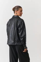 RAEF THE LABEL - FRANKIE VEGAN LEATHER JACKET - BLACK