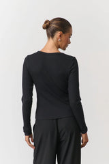 RAEF THE LABEL - MORGAN RIBBED LS TOP - BLACK