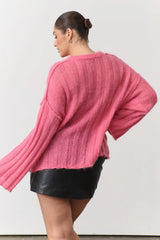 RAEF THE LABEL - ATLAS KNIT PULLOVER - FUCHSIA