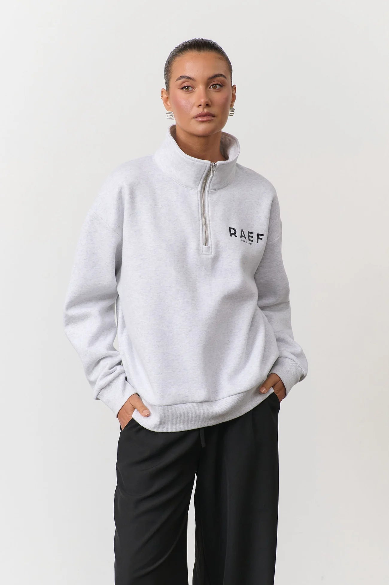 RAEF THE LABEL - BRUSHED FLEECE JUMPER - GREY MARLE