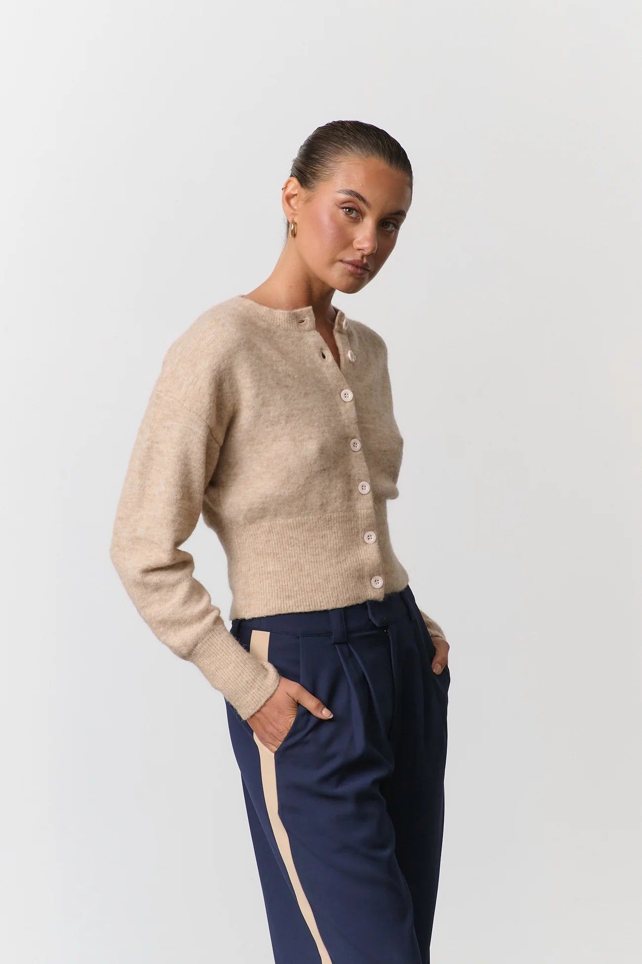 RAEF THE LABEL - EMMA KNIT CARDIGAN - CAMEL