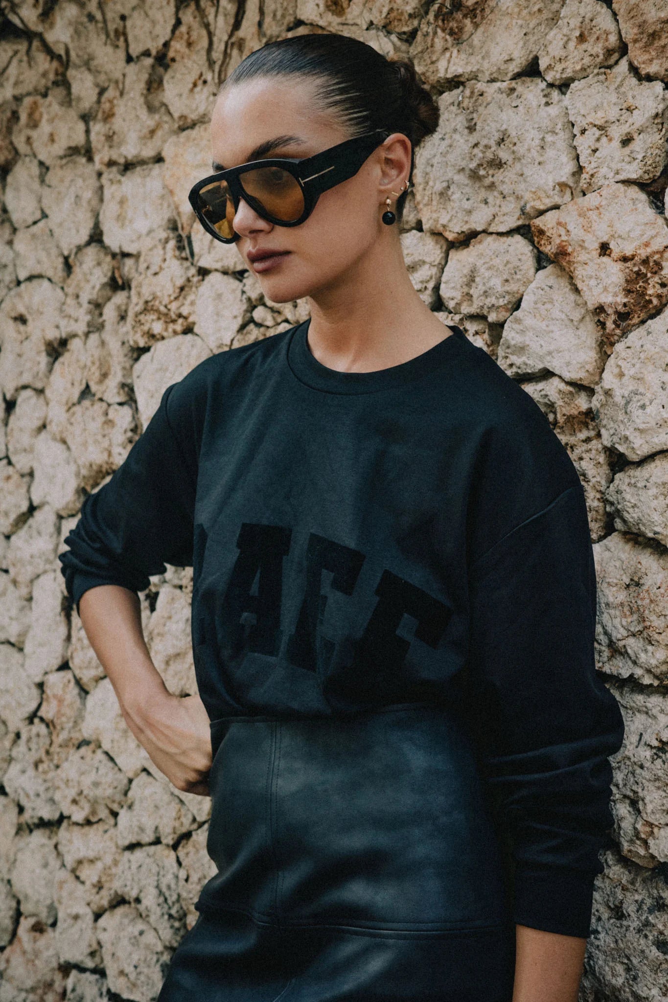 RAEF THE LABEL - RAEF JERSEY LS TOP - BLACK