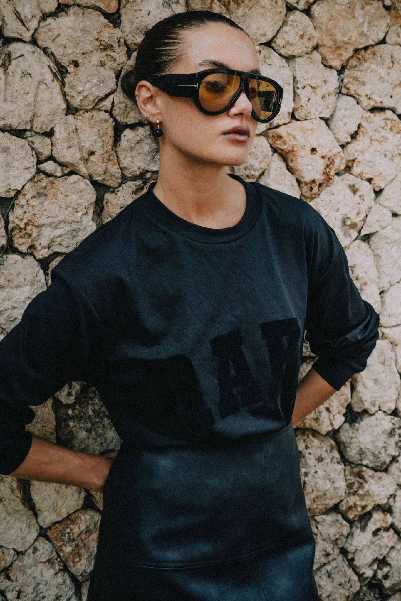 RAEF THE LABEL - RAEF JERSEY LS TOP - BLACK