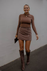 RAEF THE LABEL - JEWEL LONG SLEEVE TOP - MOCHA