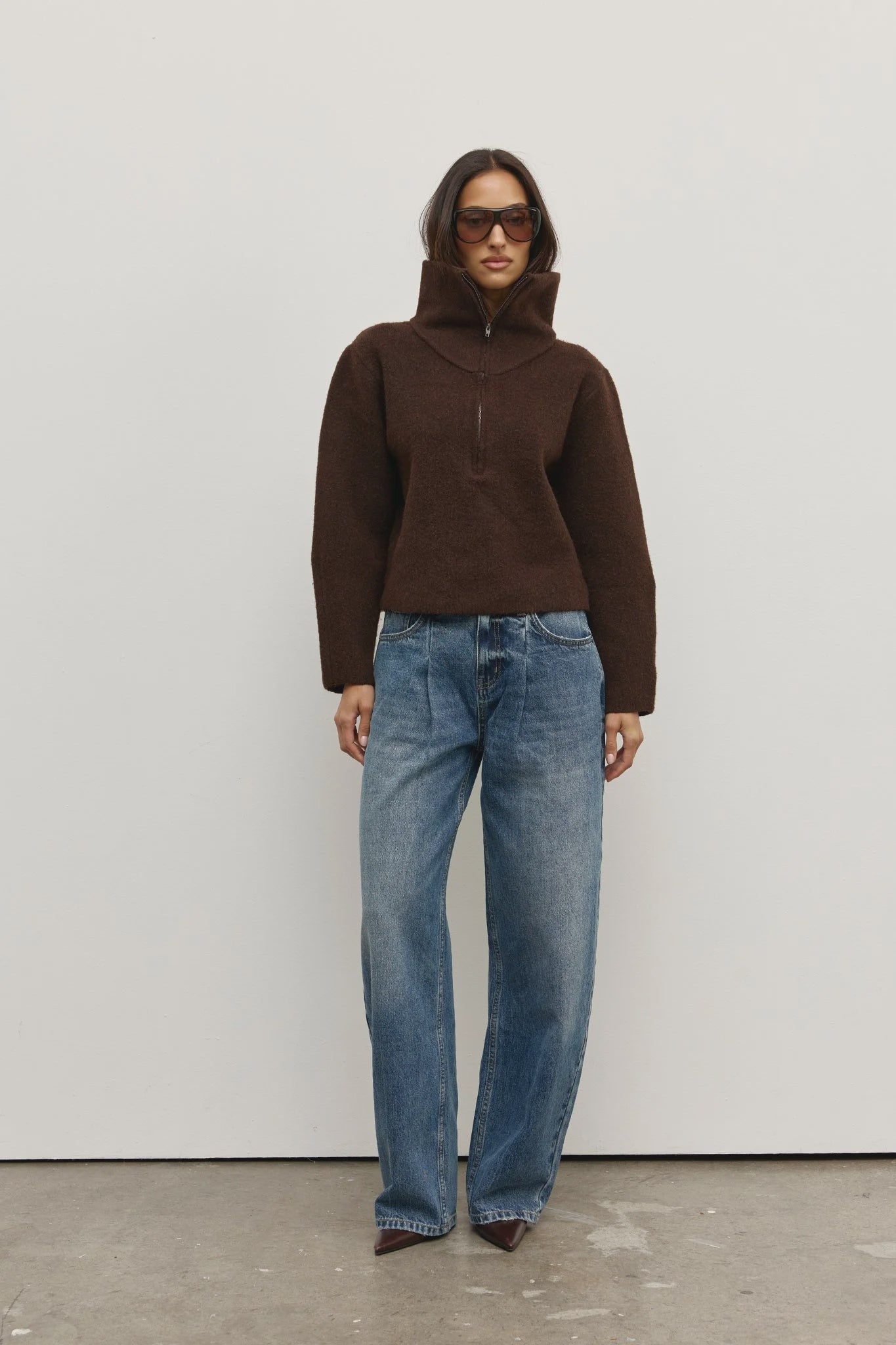 BAYSE - RIVA QUARTER ZIP - CHOCOLATE