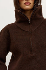 BAYSE - RIVA QUARTER ZIP - CHOCOLATE