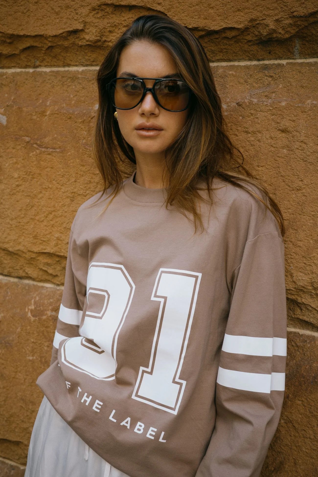 RAEF THE LABEL - JERSEY LS TOP - BROWN