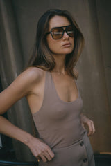 RAEF THE LABEL - TESSA HALTER TANK - CHOCOLATE