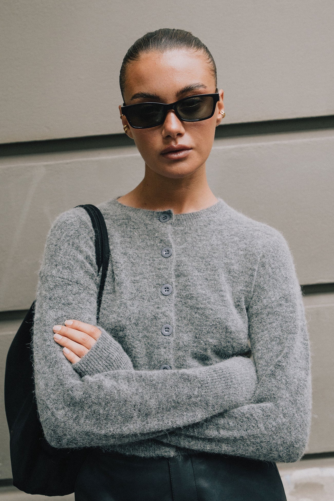 RAEF THE LABEL -EMMA KNIT CARDIGAN - CHARCOAL