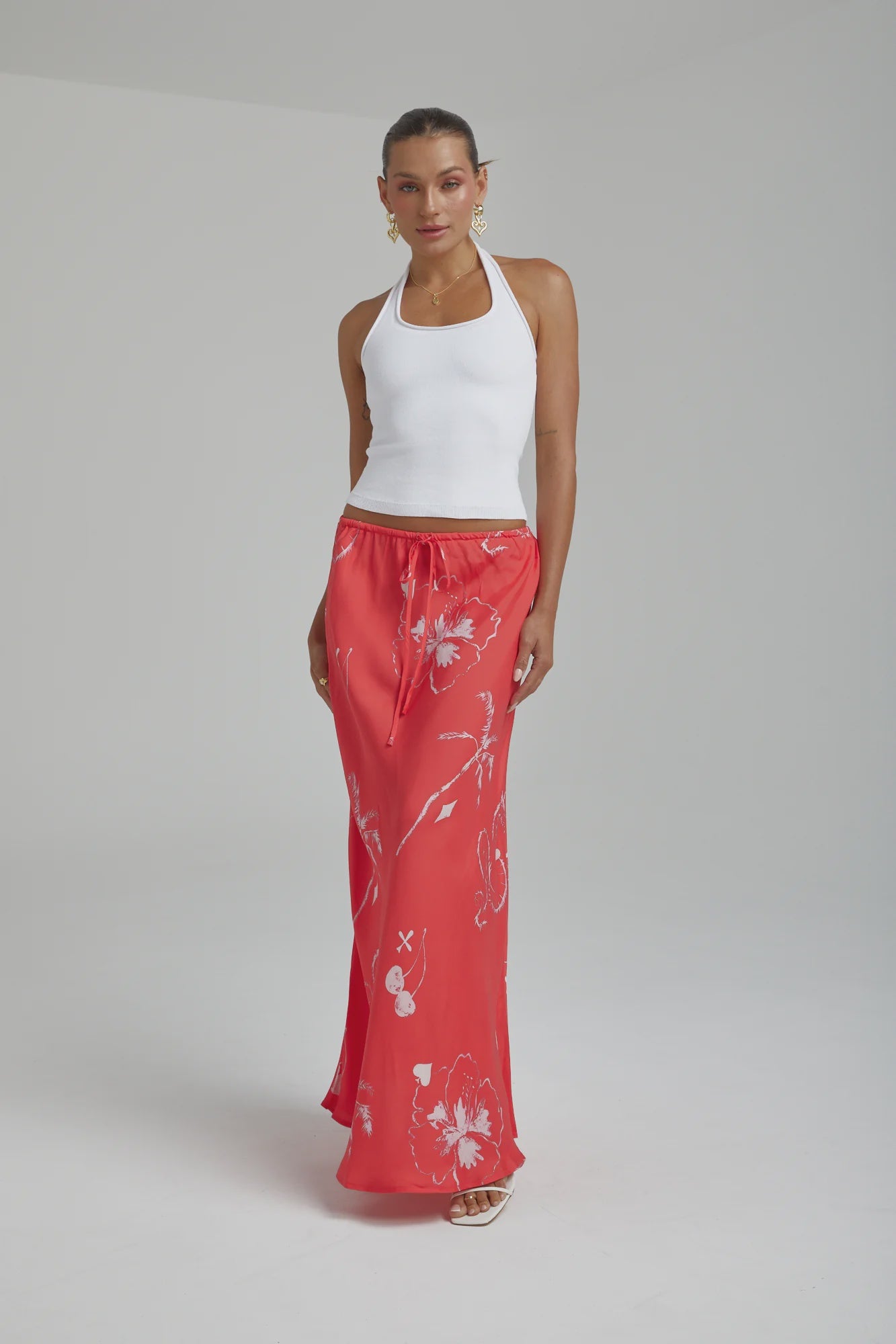 SUMMI SUMMI - RELAXED MAXI SKIRT - RED DRAGON OF HEARTS