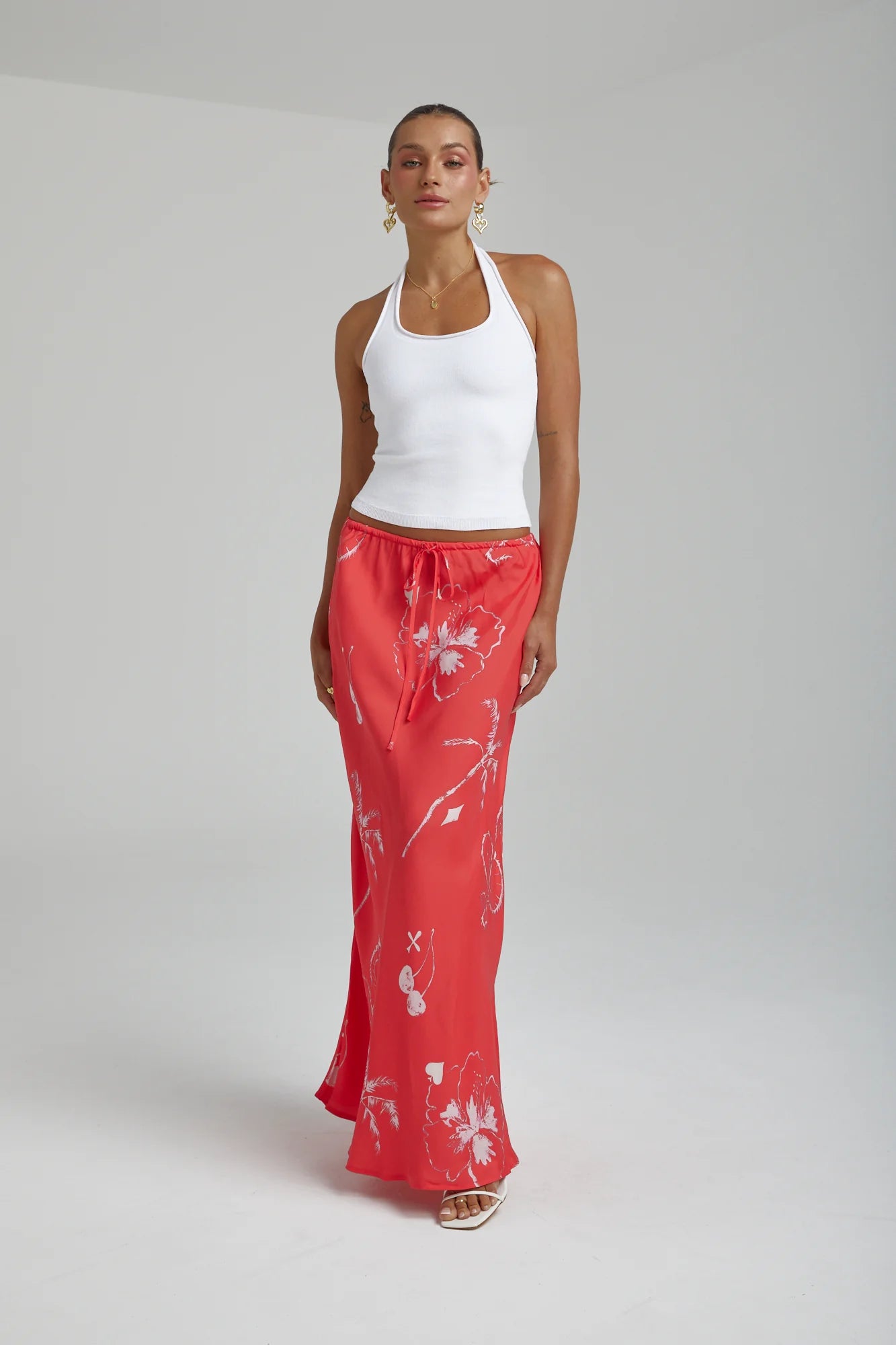 SUMMI SUMMI - RELAXED MAXI SKIRT - RED DRAGON OF HEARTS