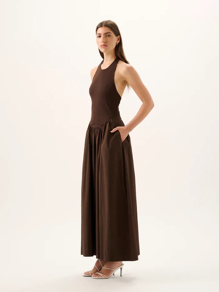 ROAME - CODY RIB MAXI DRESS - ESPRESSO