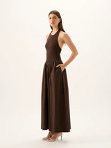 ROAME - CODY RIB MAXI DRESS - ESPRESSO