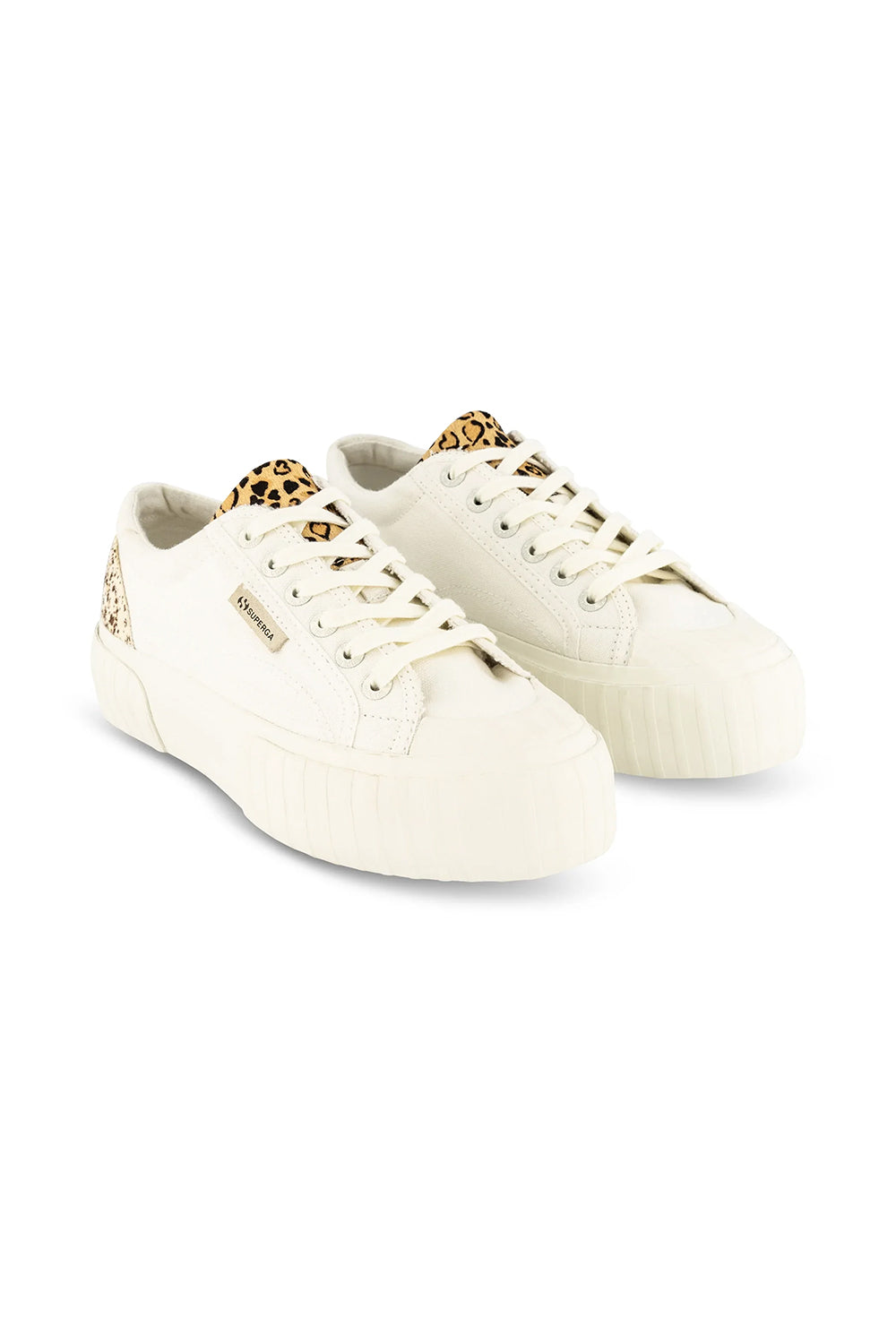 SUPERGA - 2631 CALFHAIR DETAILS - WHITE AVORIO LEROPARD SPOT