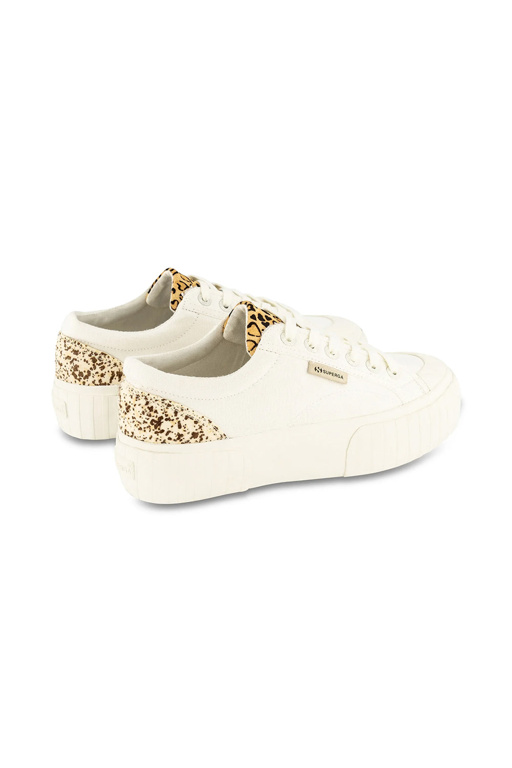 SUPERGA - 2631 CALFHAIR DETAILS - WHITE AVORIO LEROPARD SPOT