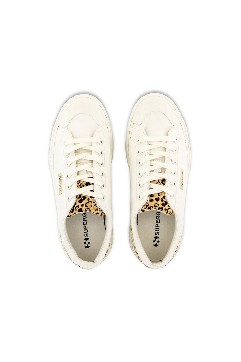 SUPERGA - 2631 CALFHAIR DETAILS - WHITE AVORIO LEROPARD SPOT