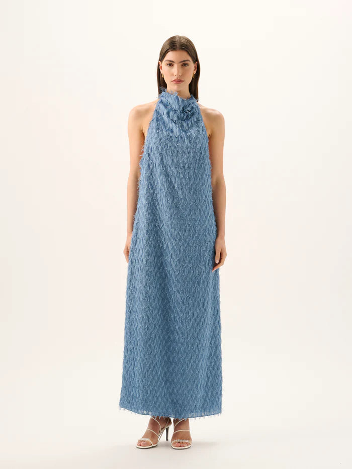 ROAME - HELENA HALTER DRESS STORM BLUE