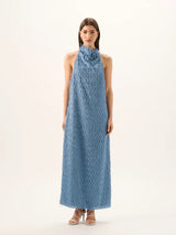ROAME - HELENA HALTER DRESS STORM BLUE
