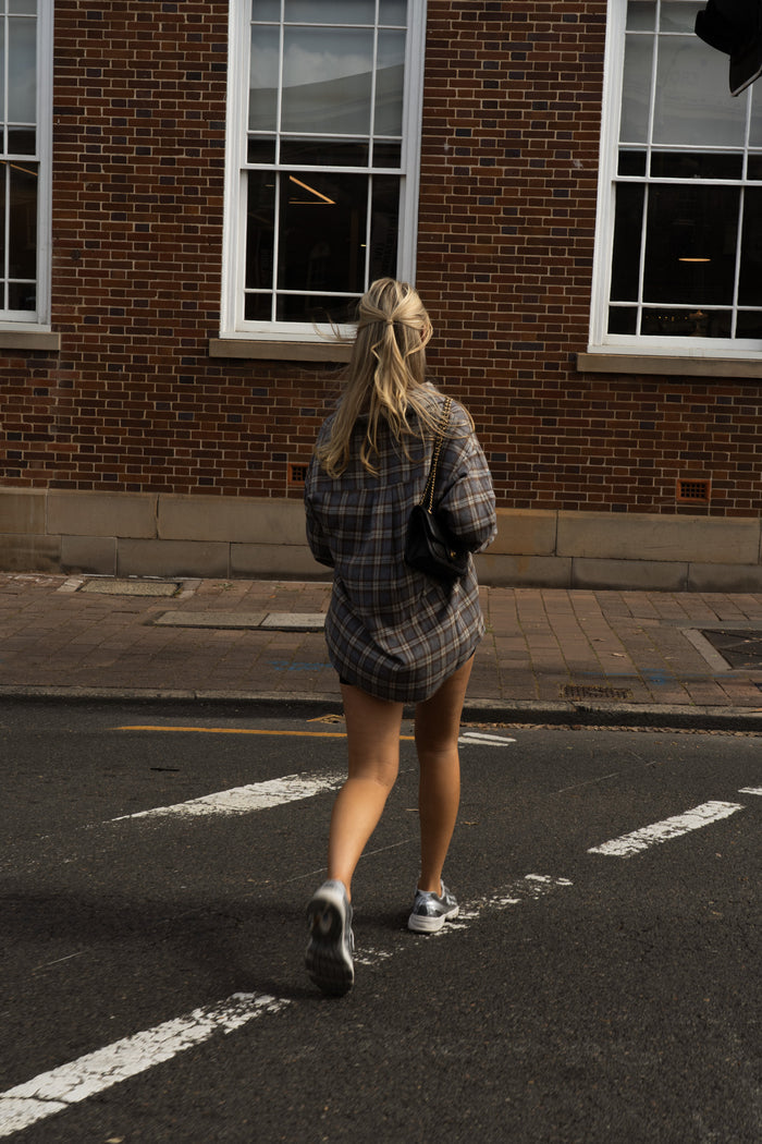 RAEF THE LABEL - DREW SHIRT - GREY BROWN CHECK