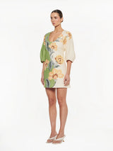 KIVARI - LOTTE MINI DRESS - GREEN/CREAM