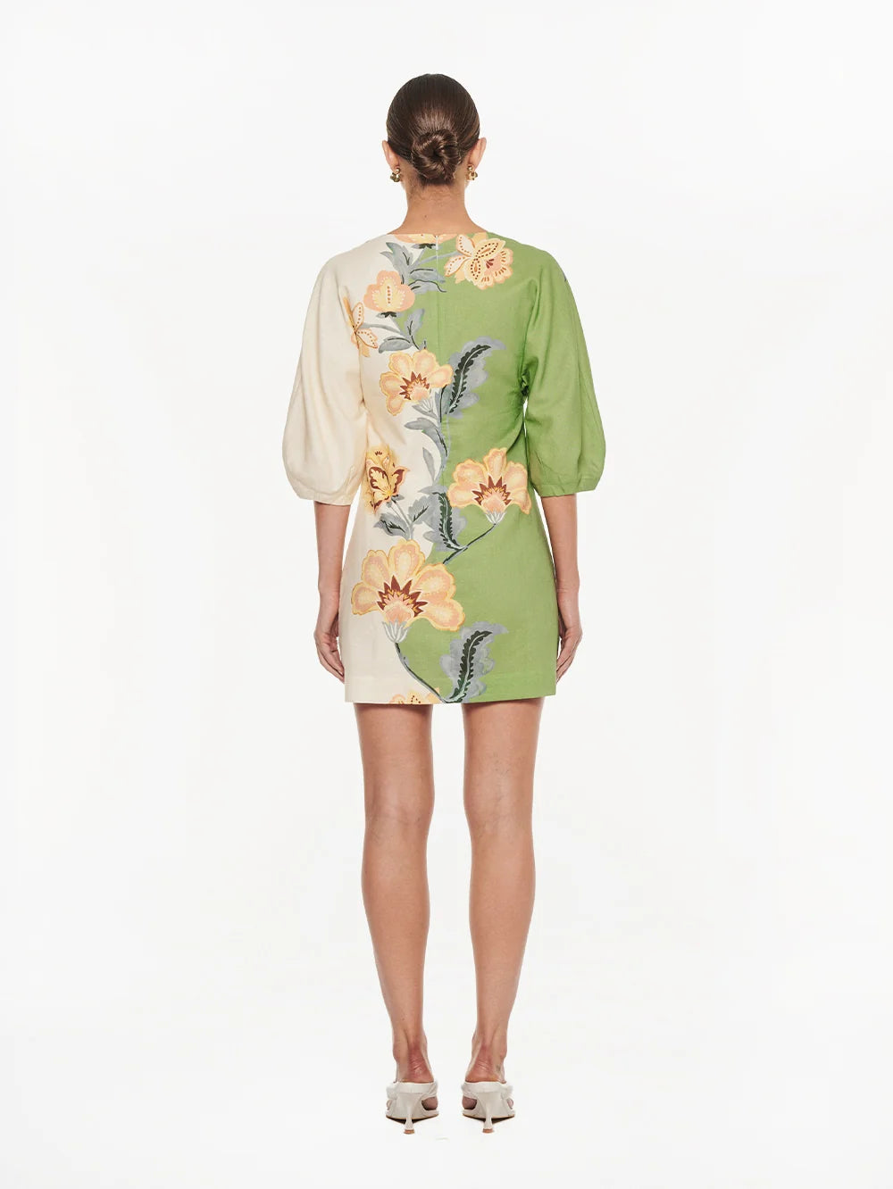 KIVARI - LOTTE MINI DRESS - GREEN/CREAM