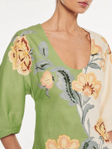 KIVARI - LOTTE MINI DRESS - GREEN/CREAM