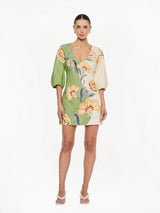 KIVARI - LOTTE MINI DRESS - GREEN/CREAM