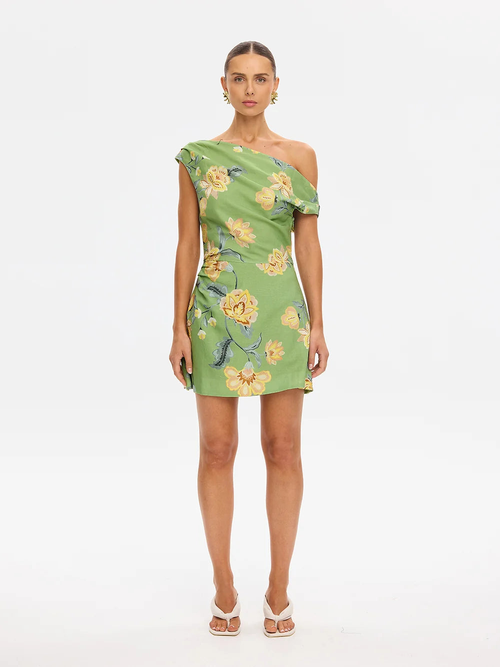 KIVARI - EVE OFF SHOULDER MINI DRESS - GREEN