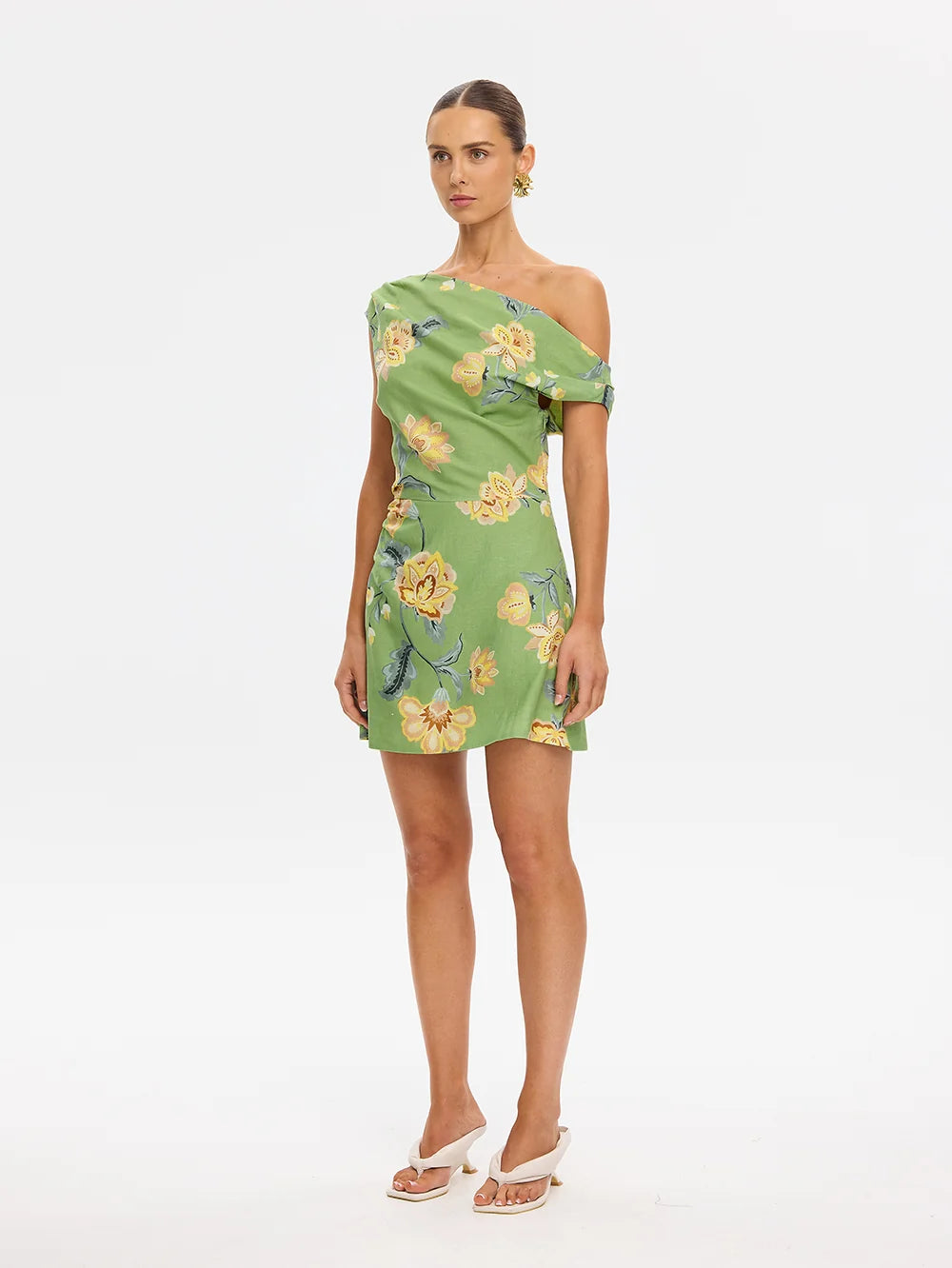 KIVARI - EVE OFF SHOULDER MINI DRESS - GREEN
