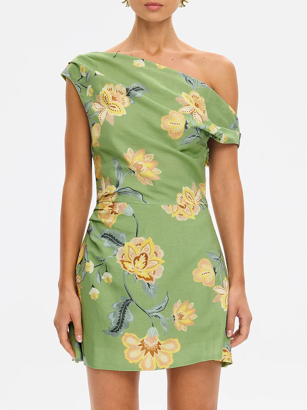 KIVARI - EVE OFF SHOULDER MINI DRESS - GREEN