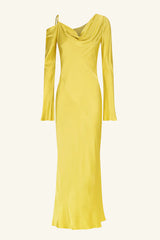 SHONA JOY - SOFIA ASYMMETRICAL LONG SLEEVE MAXI DRESS - LIME