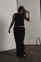 RAEF THE LABEL - CHARLOTTE JERSEY MAXI SKIRT - BLACK