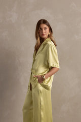 RAEF THE LABEL - CARLA SATIN SHIRT - PISTACHIO