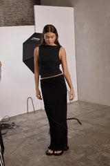 RAEF THE LABEL - CHARLOTTE JERSEY MAXI SKIRT - BLACK