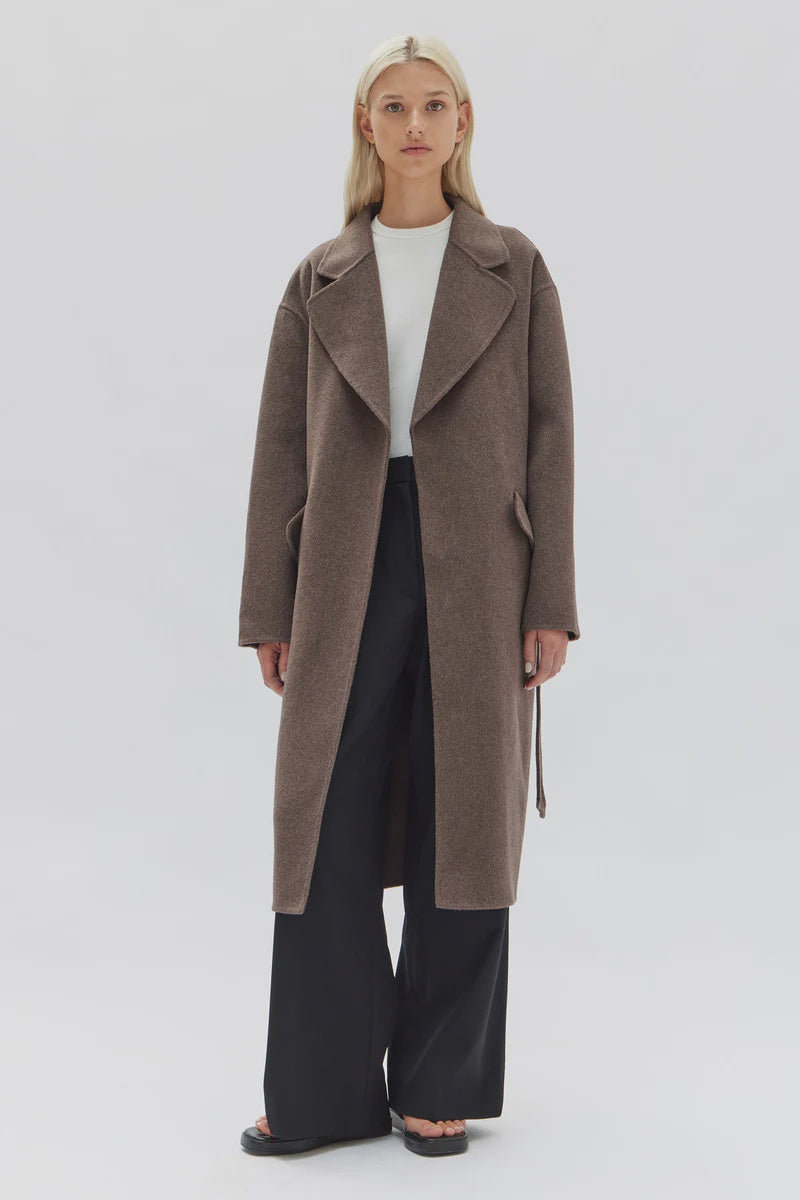 ASSEMBLY LABEL - SADIE SINGLE BREASTED WOOL COAT - COCOA MARLE