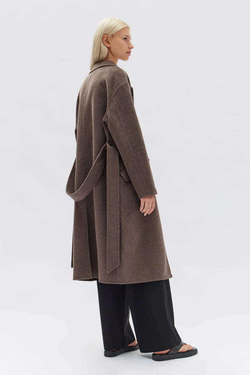 ASSEMBLY LABEL - SADIE SINGLE BREASTED WOOL COAT - COCOA MARLE
