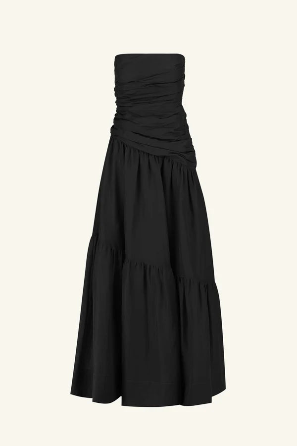 SHONA JOY - MAIORI STRAPLESS TIERED MAXI DRESS - BLACK