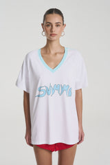 SUMMI SUMMI - SUMMI TEE - WHITE/ AQUA