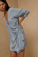 LILYA- BLAZE MINI DRESS - TERU BLUE GREEN PRINT