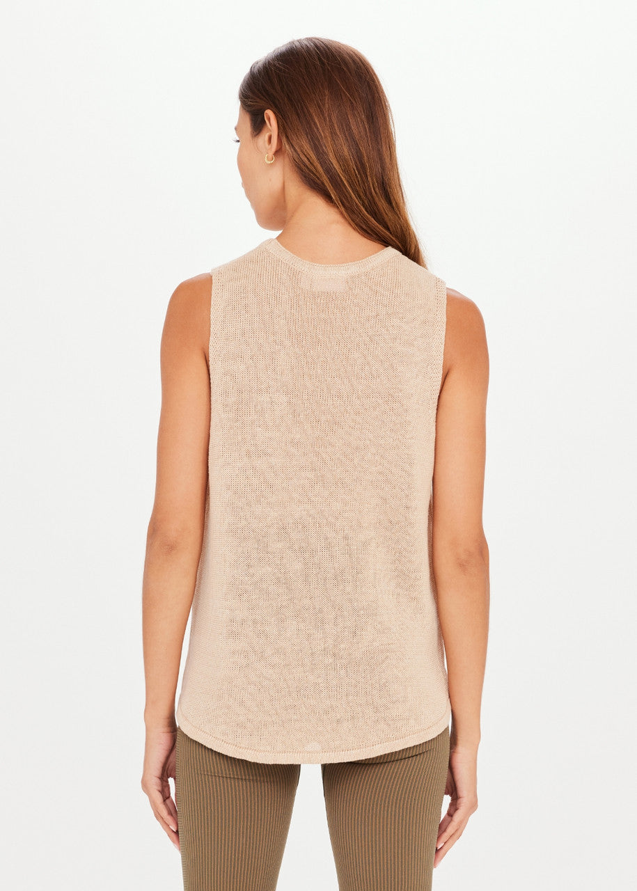 THE UPSIDE - KNITTED MUSCLE TANK - PEBBLE