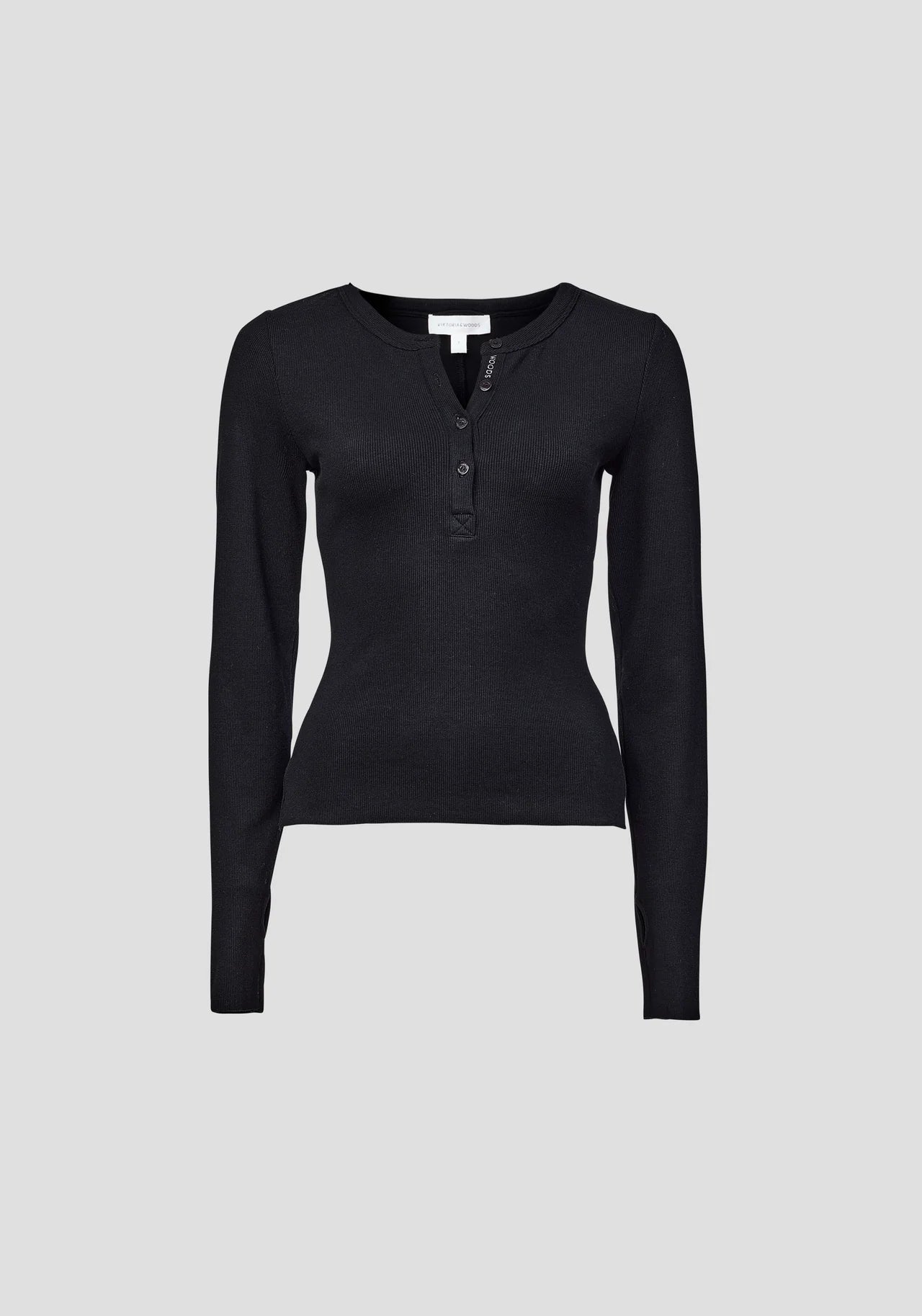 VIKTORIA & WOODS - CLIQUE RIB HENLEY - BLACK