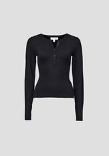 VIKTORIA & WOODS - CLIQUE RIB HENLEY - BLACK
