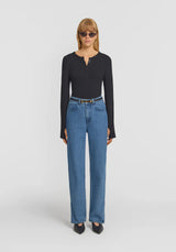 VIKTORIA & WOODS - CLIQUE RIB HENLEY - BLACK