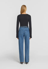 VIKTORIA & WOODS - CLIQUE RIB HENLEY - BLACK