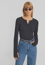 VIKTORIA & WOODS - CLIQUE RIB HENLEY - BLACK
