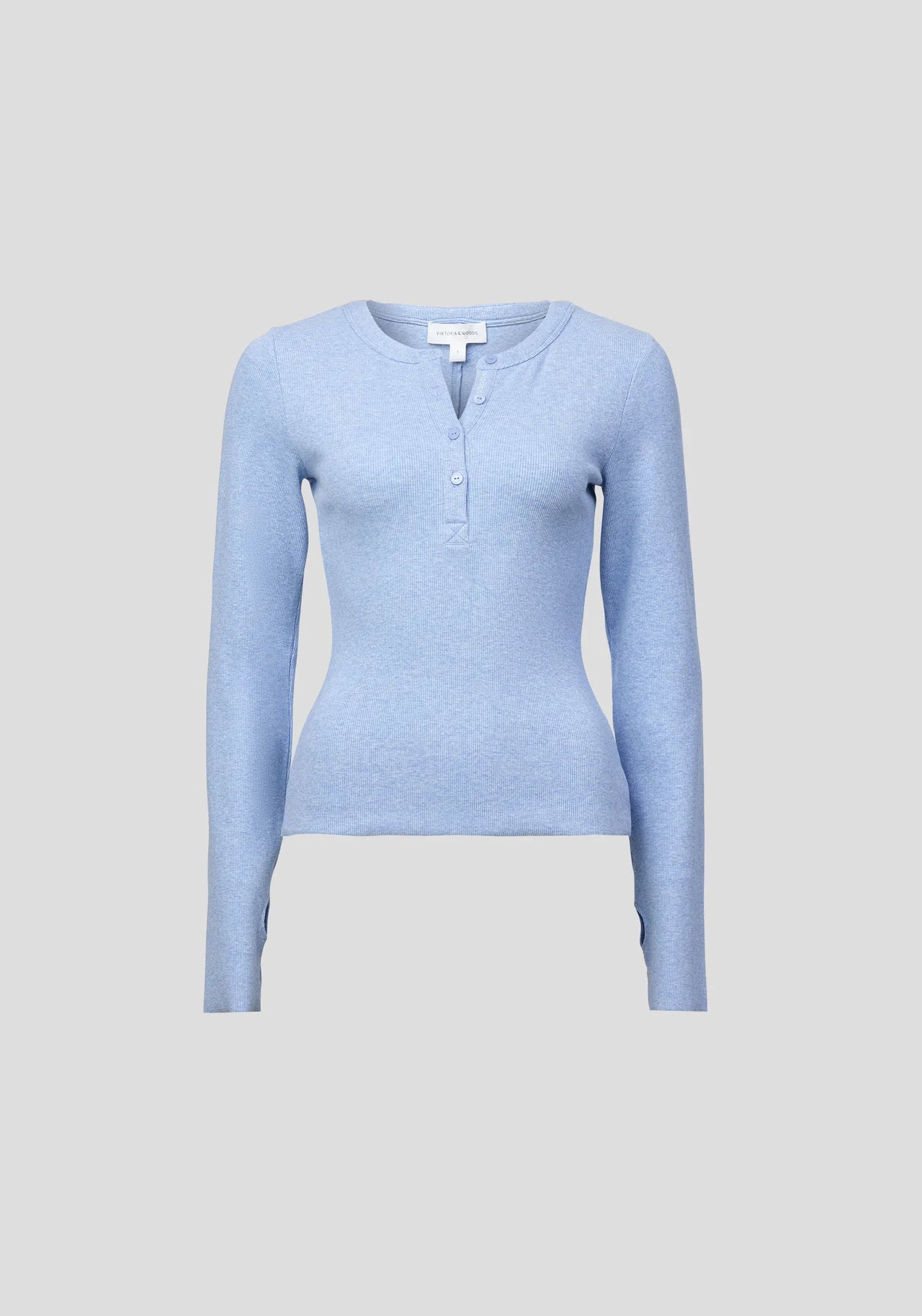 VIKTORIA & WOODS - CLIQUE RIB HENLEY - TILE BLUE