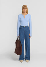VIKTORIA & WOODS - CLIQUE RIB HENLEY - TILE BLUE